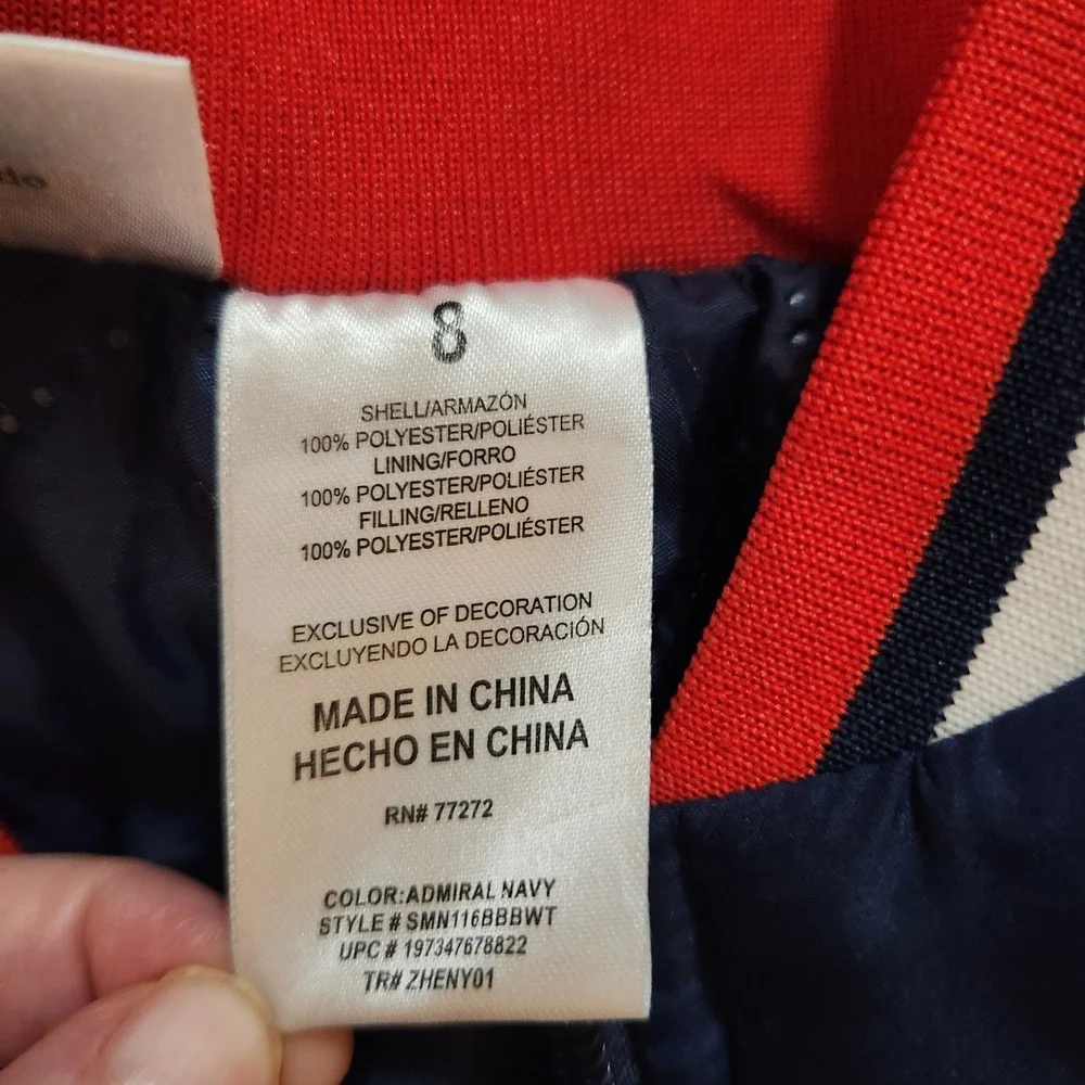 Kids Super Mario Bomber Jacket‎ Navy Red White Full Zip Mario Bowser Luigi Sz 8